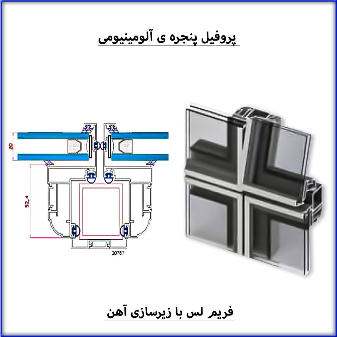 پروفیل پنجره آلومینیوم فریم لس