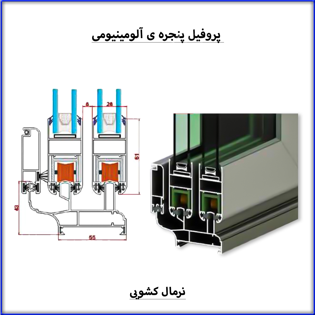 پروفیل پنجره آلومینیوم نرمال